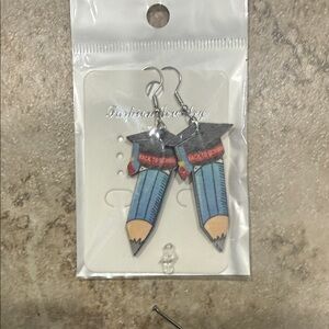 Blue Pencil Earrings for Kids